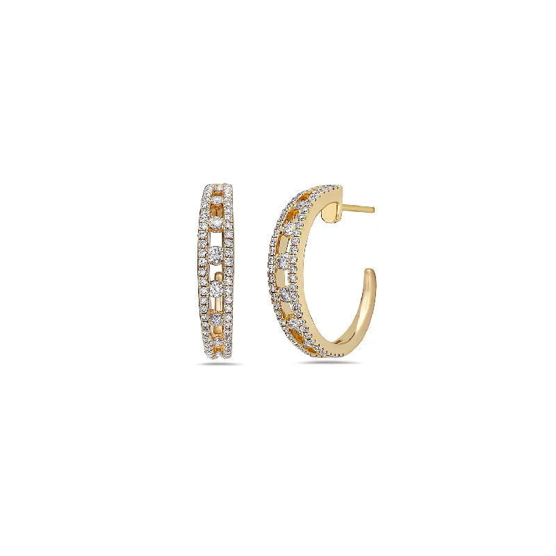 Simple gold drop earrings for women -Diamond Air Hoop Earring