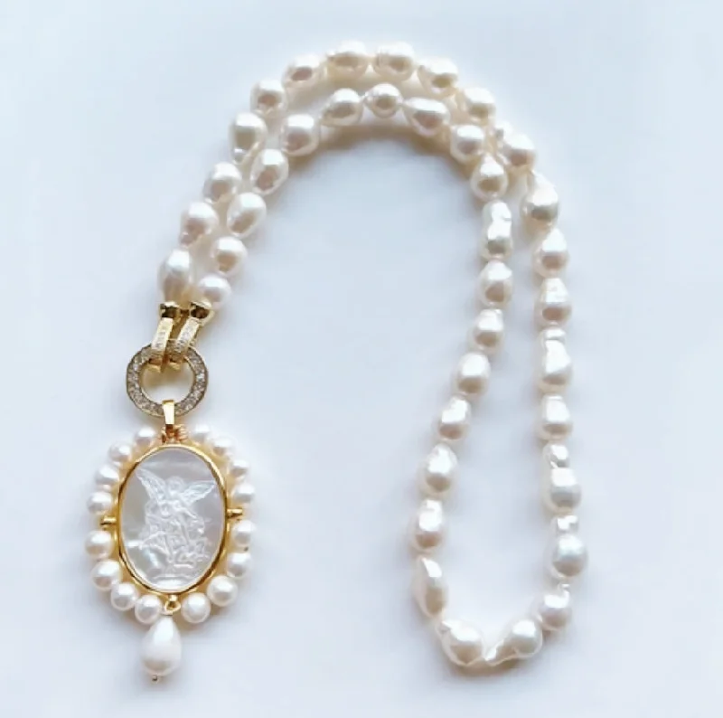 Modern gold chain necklaces for ladies -St. Michael or Mary Necklace