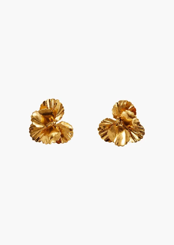 Modern gold geometric earrings for ladies -Pansy Earrings -- Gold