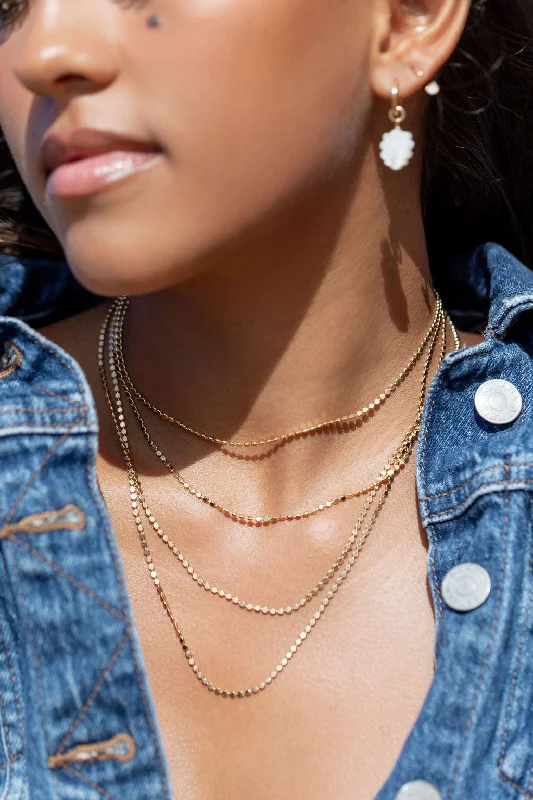 Ladies elegant drop necklaces -Gold Flat Dot Chain Necklace - Makali'i