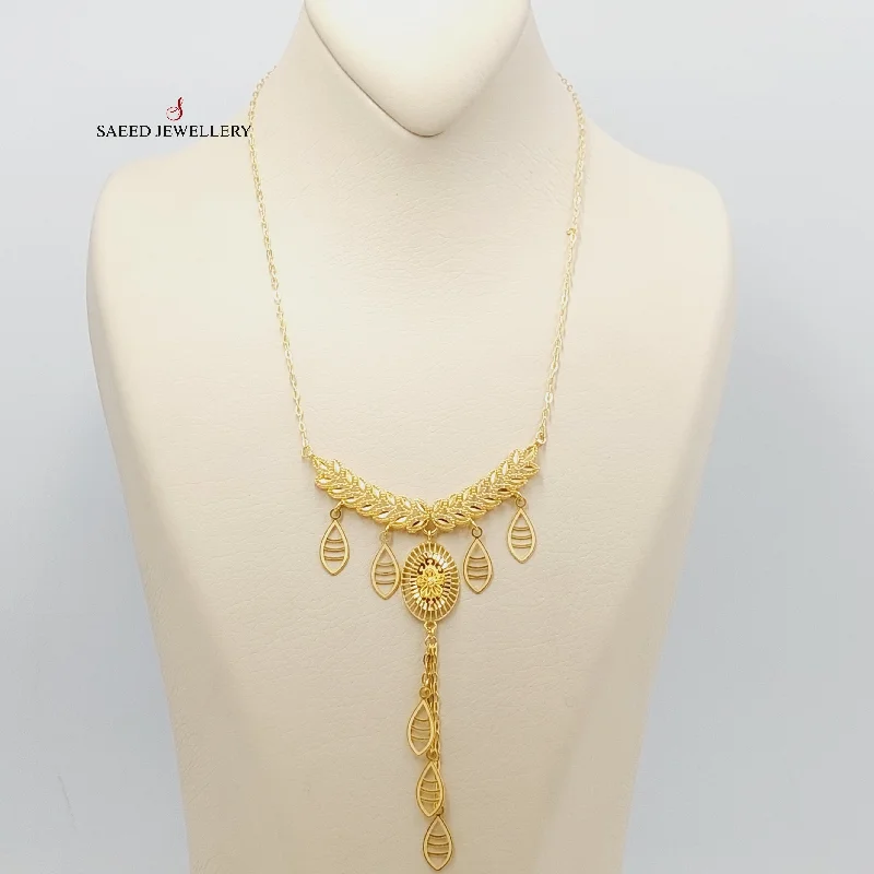 Ladies crystal pendant necklaces -Leaf Necklace