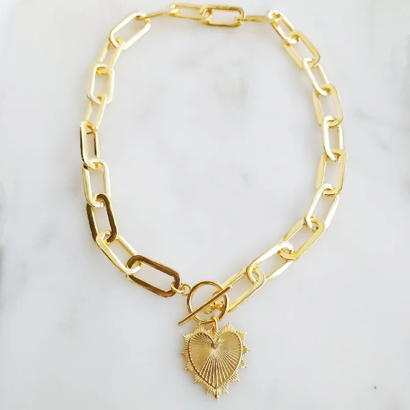 Chunky statement necklaces for ladies -First Love Heart Necklace