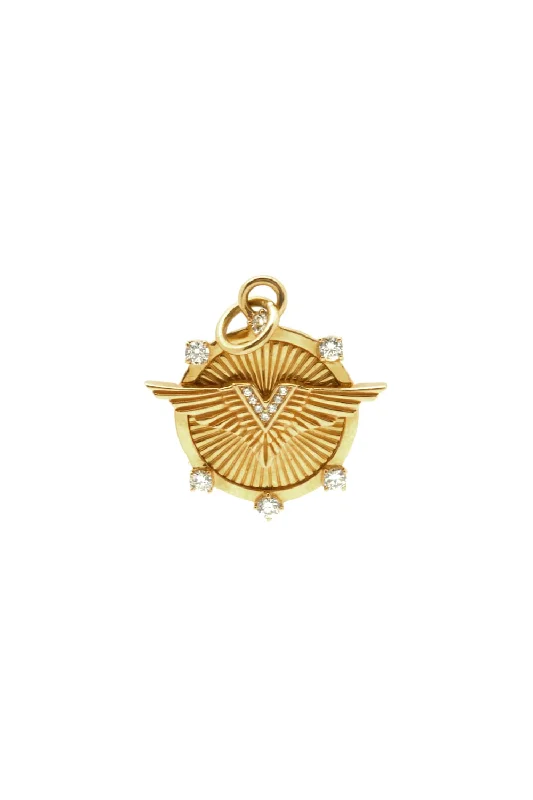 Vintage drop necklaces for women -Baby Medallion Live Passionately 18K Gold Pendant w. Diamond