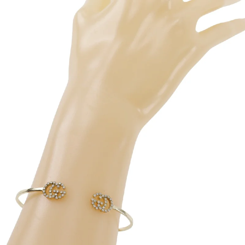 Ladies floral tennis bracelets -GUCCI Bangle K18 Yellow Gold, Diamond gold GG running Women 17 Used