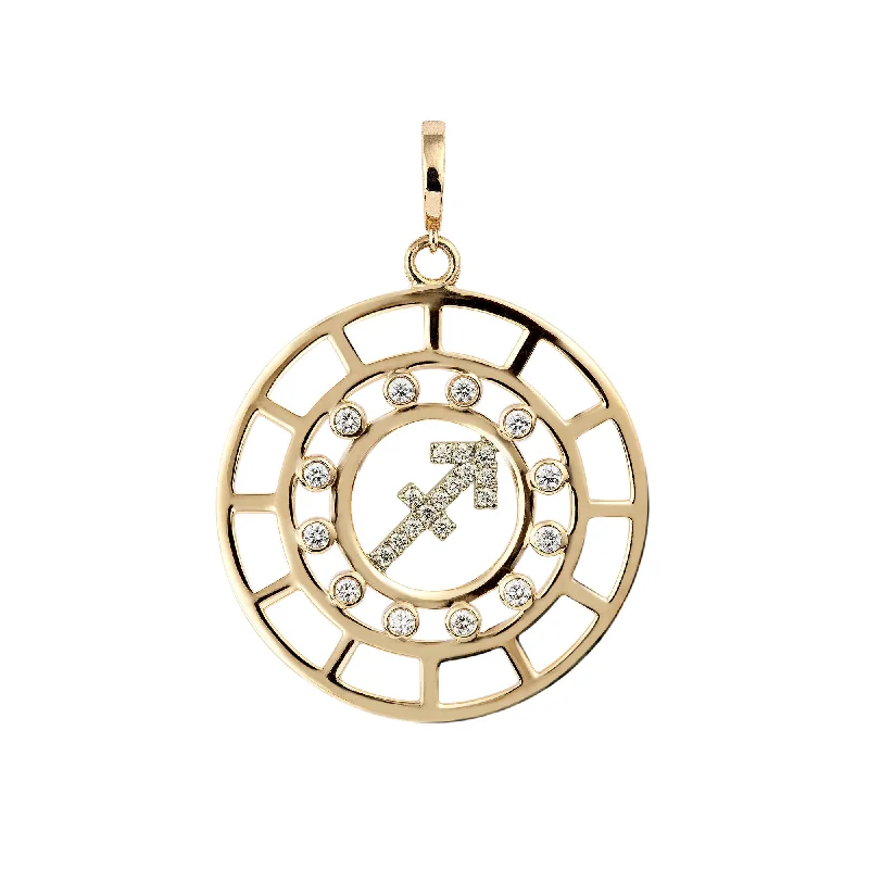 Bridal necklaces for ladies -Zodiac Sagittarius 18K Gold or Whitegold Pendant w. Diamonds