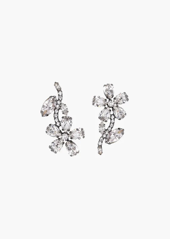 Classic rose gold stud earrings for women -Dorian Earrings -- Gunmetal Crystal