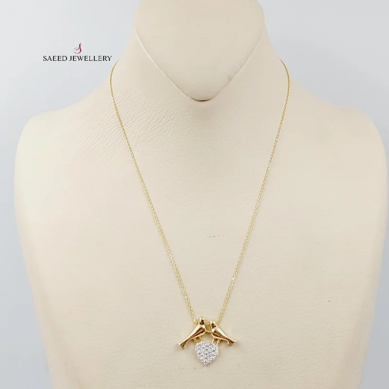 Ladies opal necklaces -Zircon Studded Love Necklace