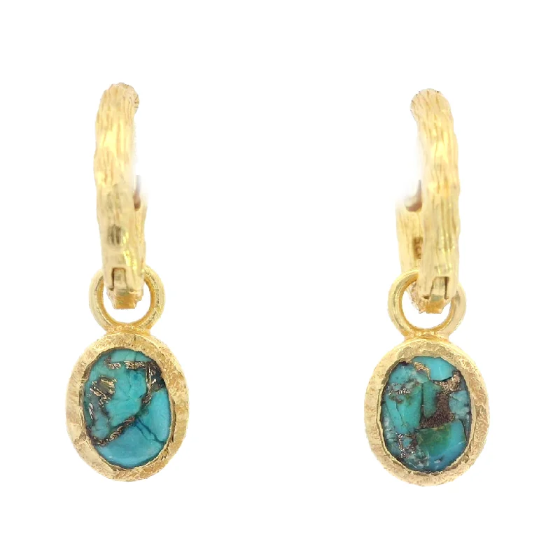 Classic pearl chandelier earrings for women -18K Yellow Gold Vermeil Turquoise Dangle Earrings