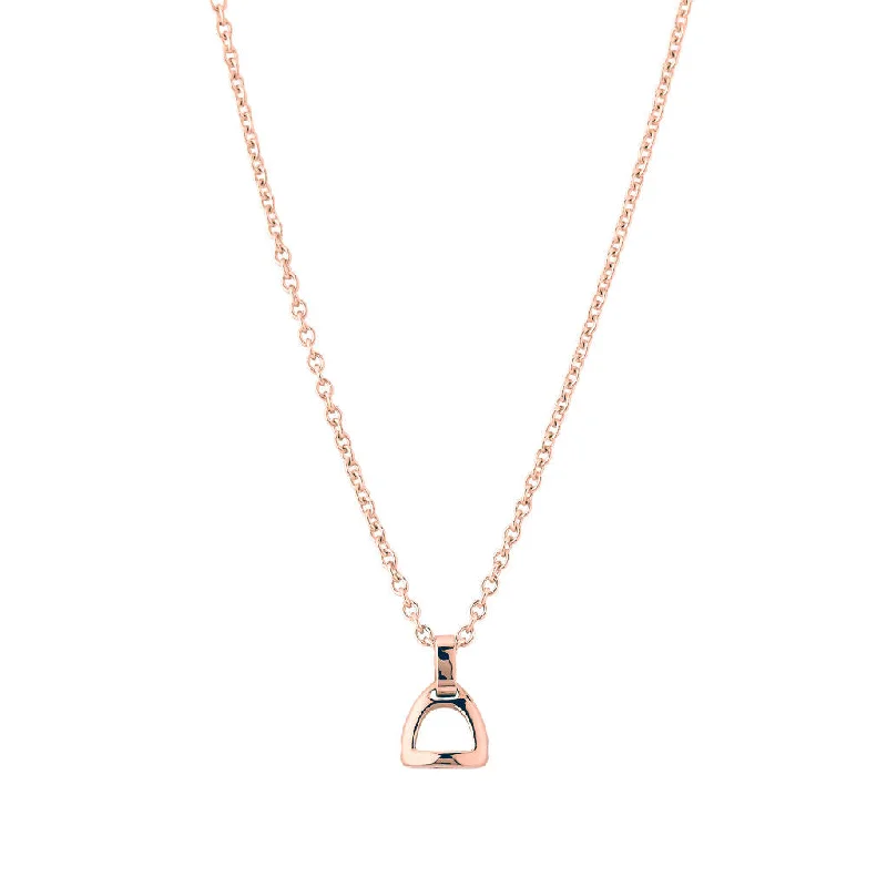 Ladies minimalist necklaces -Fiontini 18K Rosegold Pendant w. 2 Diamonds