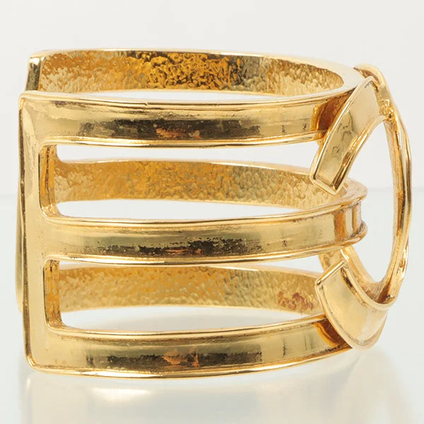 Ladies bold geometric bracelets -Chanel 1994 Made Cc Mark Plate Bangle