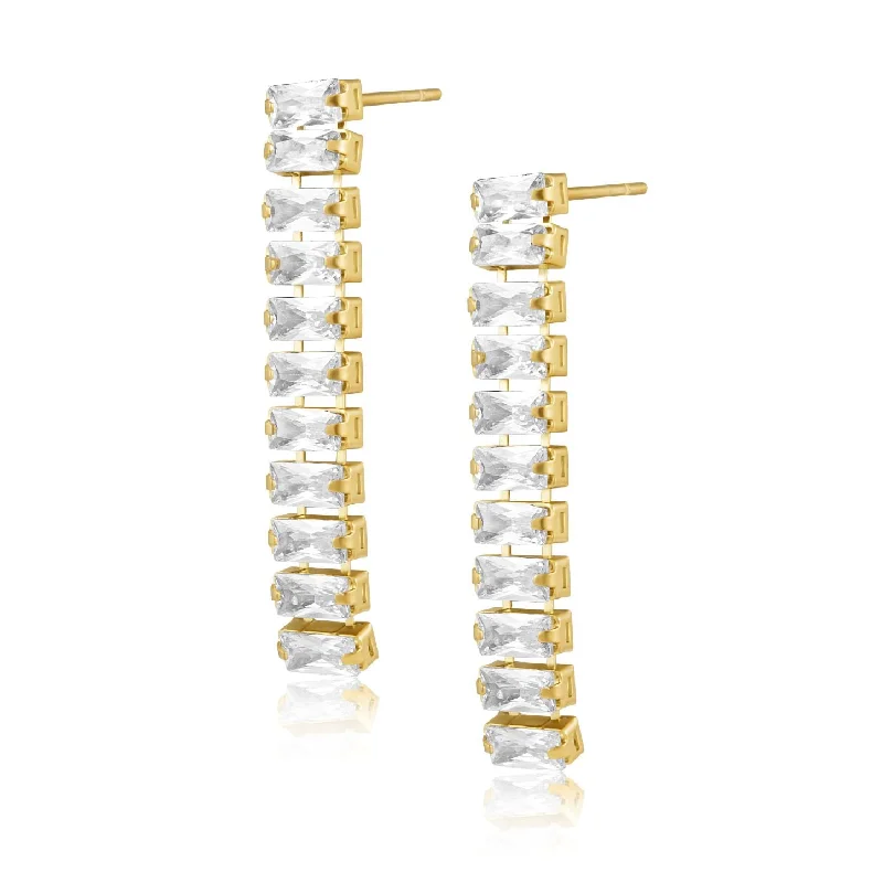 Trendy silver chain earrings for ladies -Alessia Cz Drop Earring