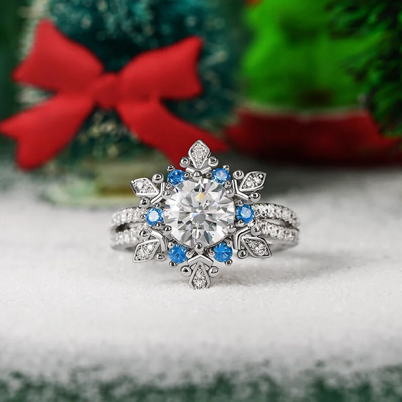 Elegant silver engagement rings for women -Zarkan Premium White & Blue American Diamond 925 Silver Ring