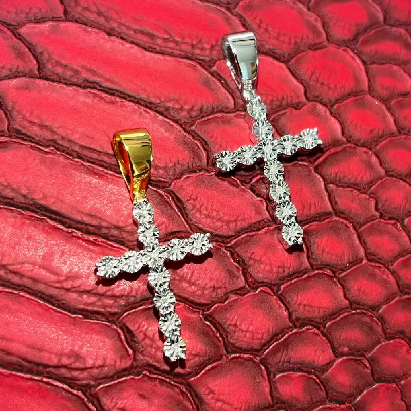 Ladies delicate floral stud earrings -Tennis Cross Miracle Set Diamond Pendant .925 Sterling Silver