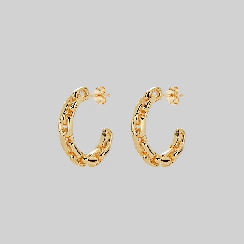 Ladies unique star earrings -RESOLUTE. Chunky Chain Hoop Earrings - Gold