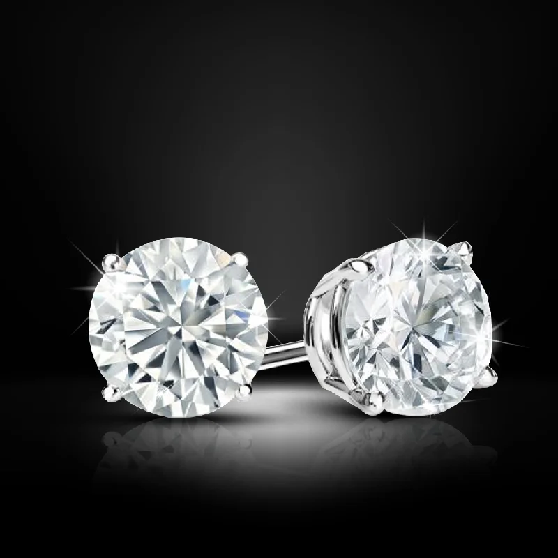 Classic silver oval engagement rings -0.75CT Lab Diamond Studs