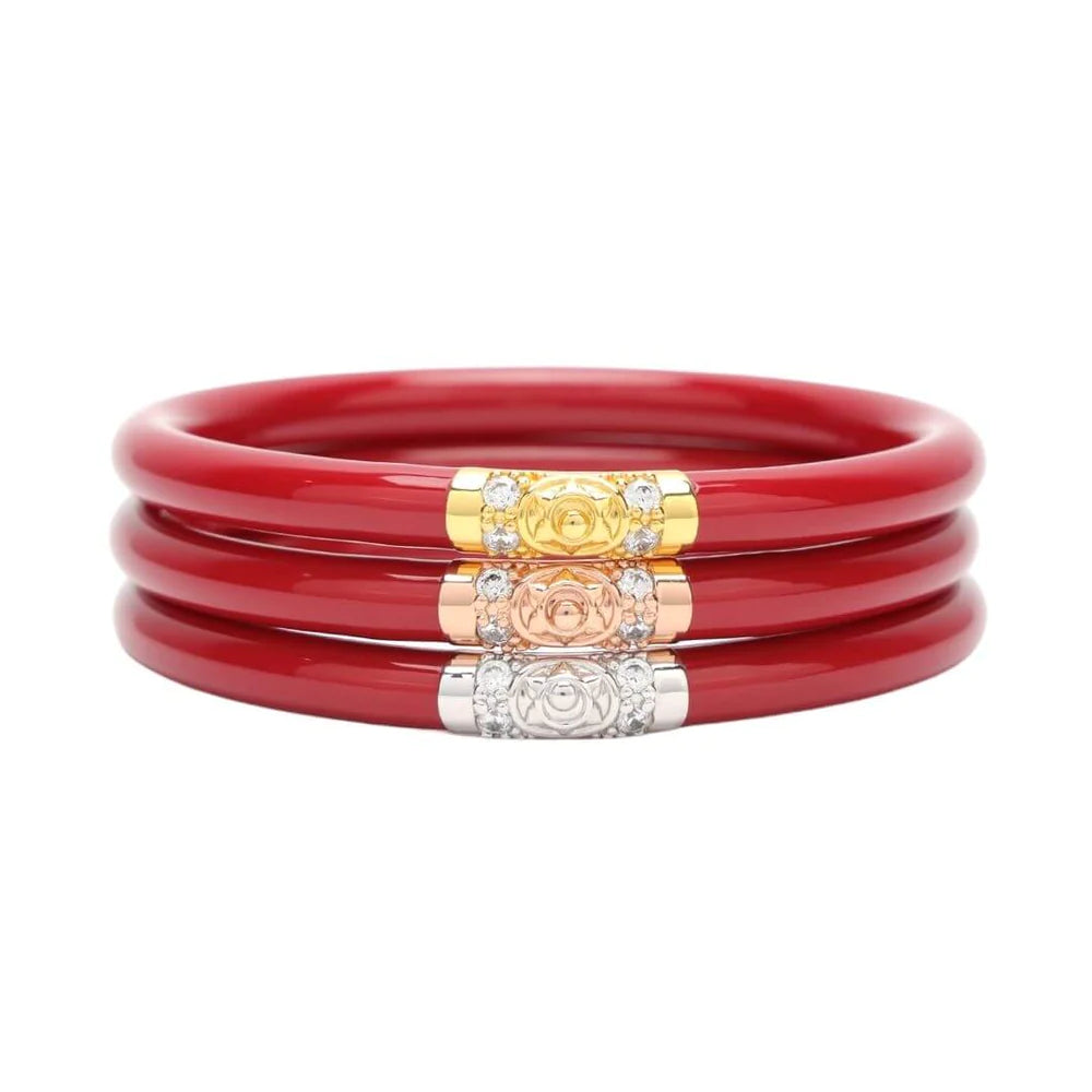 Delicate silver chain bracelets for women -BuDhaGirl Red Three Kings All Weather Bangles