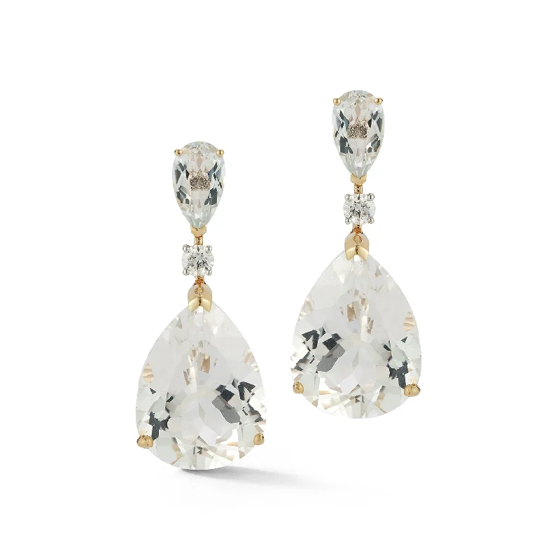 Ladies intricate filigree earrings -14kt White Topaz Sophia Earrings