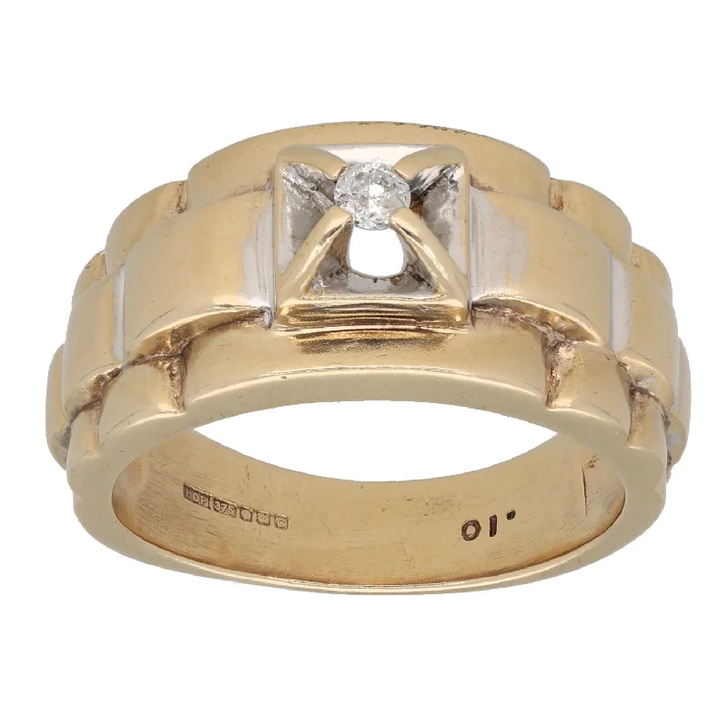 Trendy geometric engagement rings for women -9ct Gold 0.10ct Diamond Alternative Ring Size U