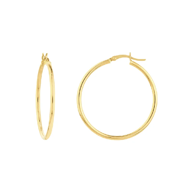 Classic gold chain earrings for women -10K Yellow Gold 35mm Large Hoop Earrings