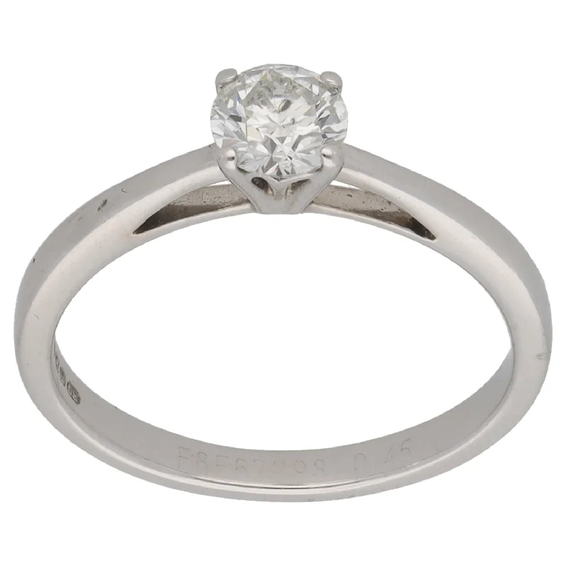 Simple silver solitaire engagement rings -18ct White Gold 0.45ct Diamond Solitaire Ring Size M