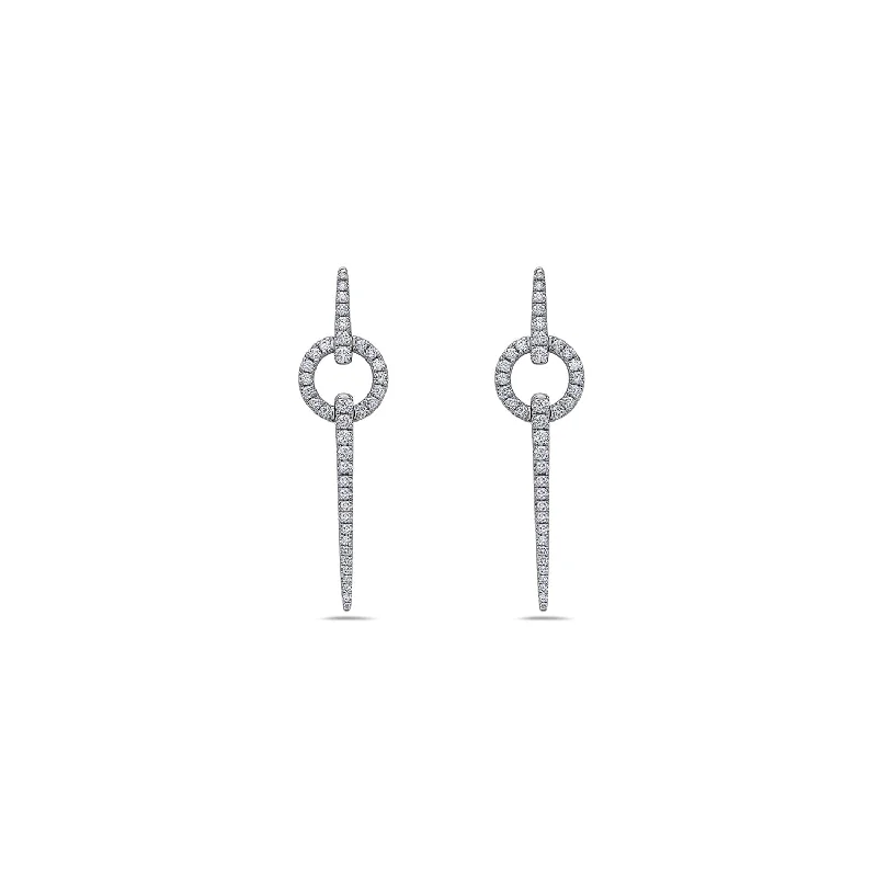 Modern rose gold chandelier earrings for women -Diamond Circular Spear Earring