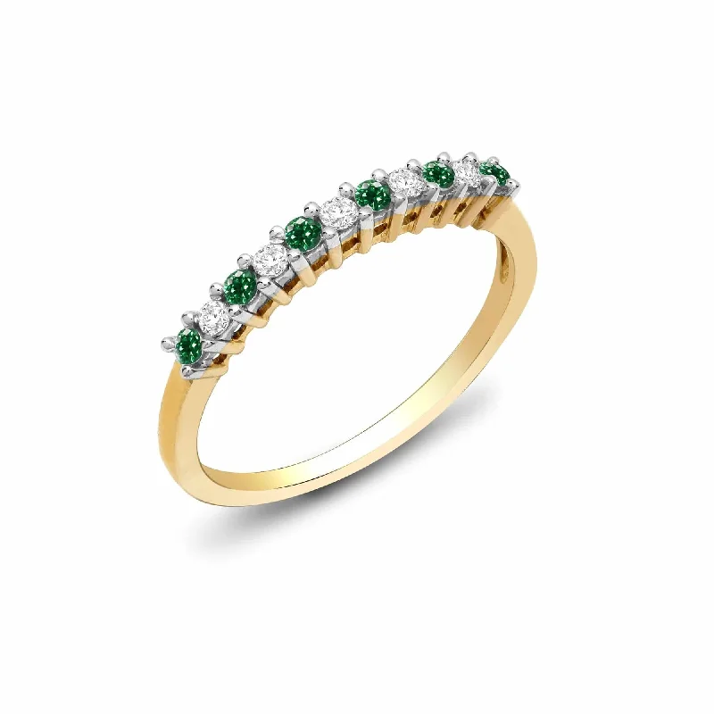 Ladies bold rose gold engagement rings -9ct Yellow Gold Diamond And Emerald Ring