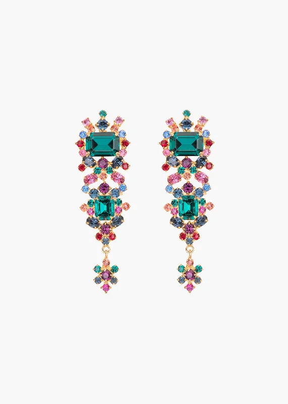 Modern diamond tassel earrings for women -Candence Earrings -- Emerald