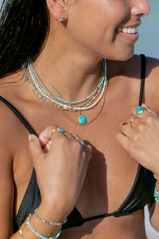 Simple silver pendant necklaces for women -Sale - Asymmetrical Mixed Opal & Gold Chain Necklace - Hau’oli