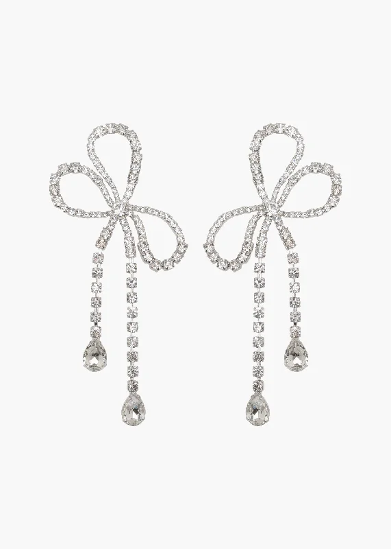 Ladies bold silver drop earrings -Evelyn Earrings -- Crystal