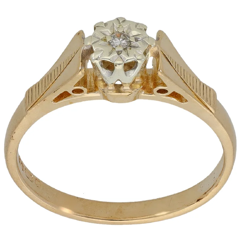 Modern gold oval engagement rings -9ct Gold 0.04ct Diamond Solitaire Ring Size P