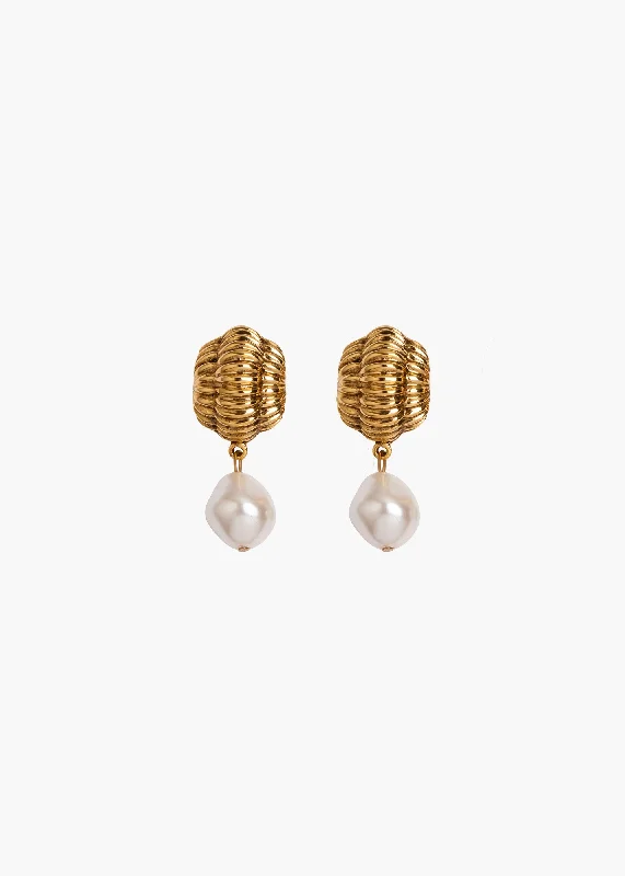 Ladies asymmetrical stud earrings -Asha Earrings -- Pearl