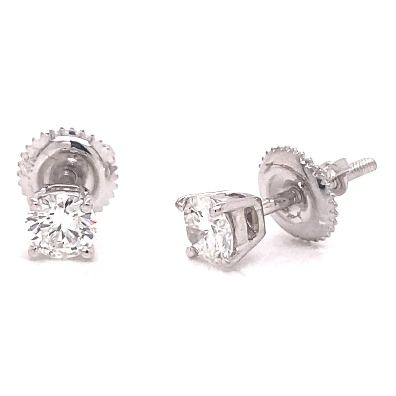 Ladies trendy gemstone engagement rings -White Gold Solitaire Diamond Studs