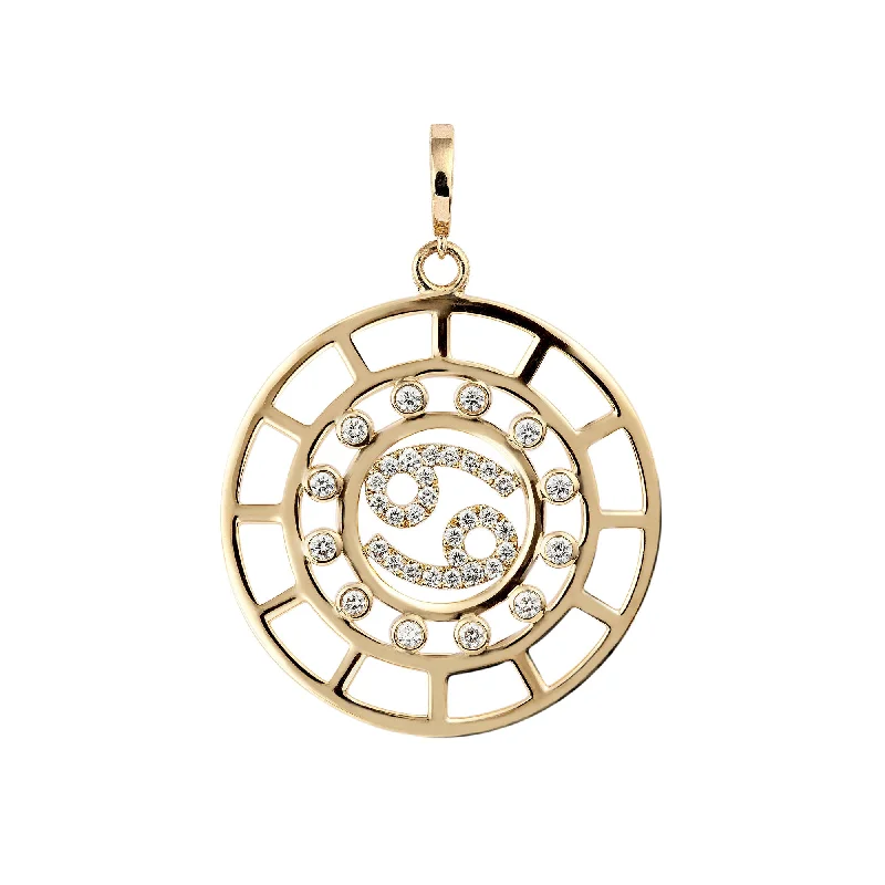 Ladies geometric necklaces -Zodiac Cancer 18K Gold or Whitegold Pendant w. Diamonds