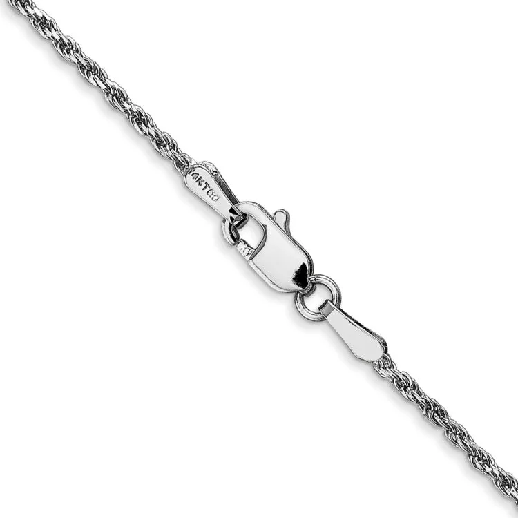 Ladies trendy silver engagement rings -14K White Gold 20 inch 1.3mm Diamond-cut Machine Made Rope with Lobster Clasp Chain Chain