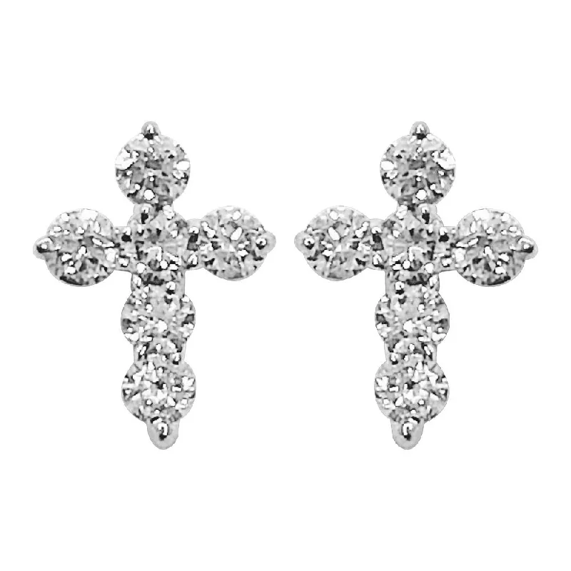 Ladies oversized gold earrings -Tennis Cross Diamond Earrings .20cttw 10K Gold