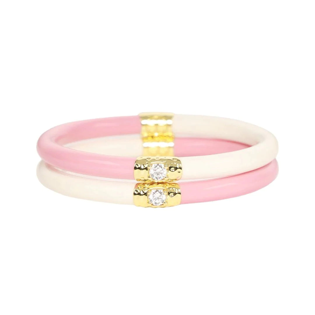 Ladies sparkling aquamarine bracelets -BuDhaGirl Yin Yang Pink Bangles