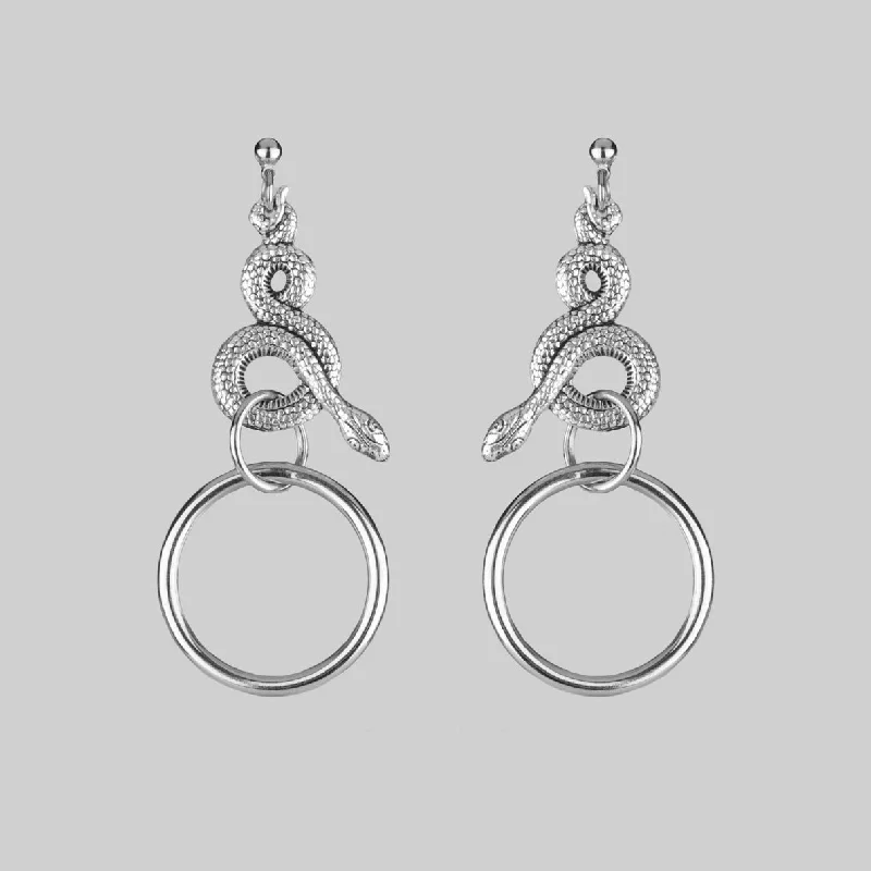 Classic silver stud earrings for ladies -MERYLL. Snake Wrap Ring Earrings