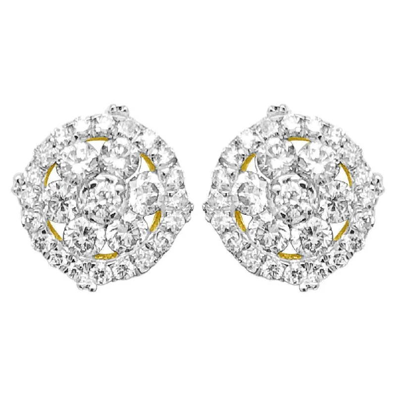 Ladies delicate floral stud earrings -Wheel Diamond Earrings .51cttw 10K Yellow Gold