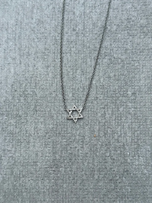 Classic diamond drop necklaces for ladies -Jewish Star of David Necklace