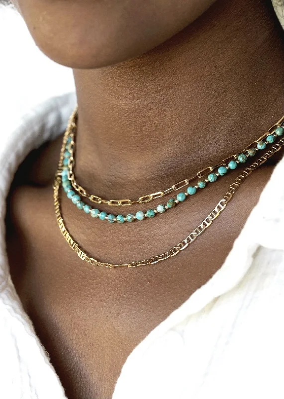 Boho style necklaces for women -Beaded Turquoise Necklace - Ho'onani