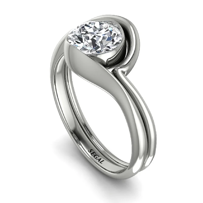 Ladies lightweight halo engagement rings -Diamond Infinity Solitare Bridal Set - Everly No. 3