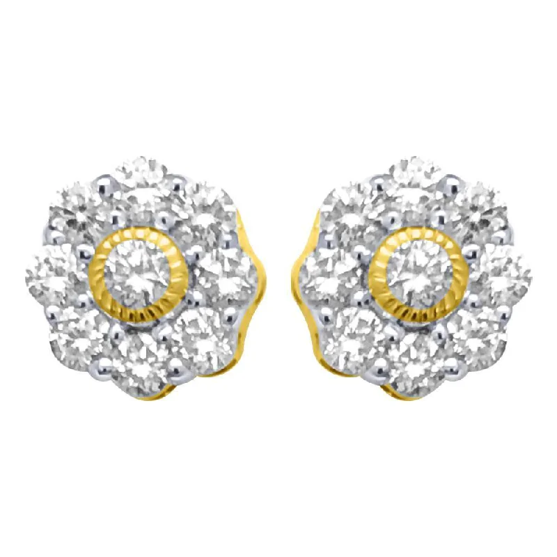 Ladies unique moon phase earrings -Flower Diamond Earrings .50cttw 10K Yellow Gold