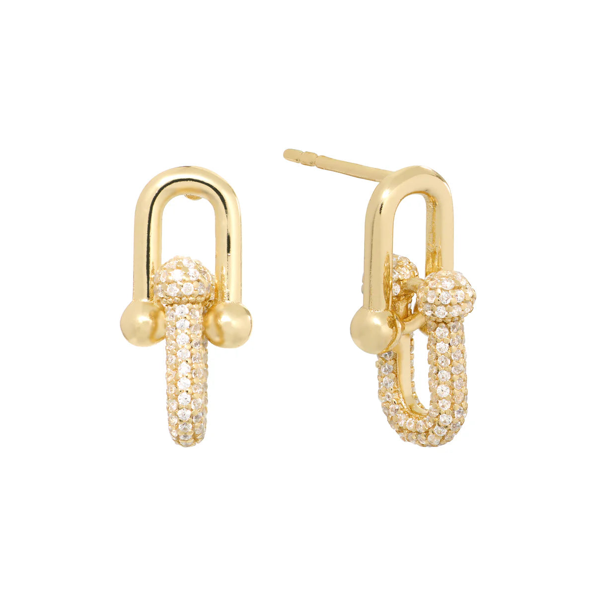 Modern gold tassel earrings for ladies -Double Link Drop Earring