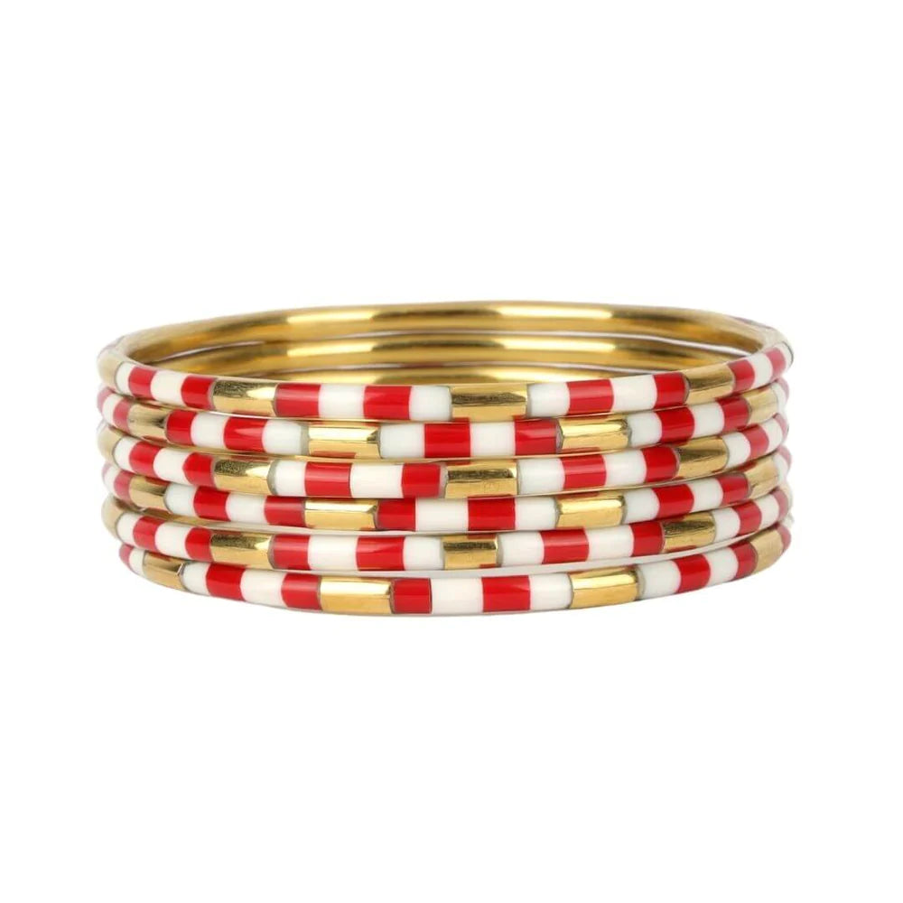 Ladies emerald tennis bracelets -BuDhaGirl Red/White Veda Bangles