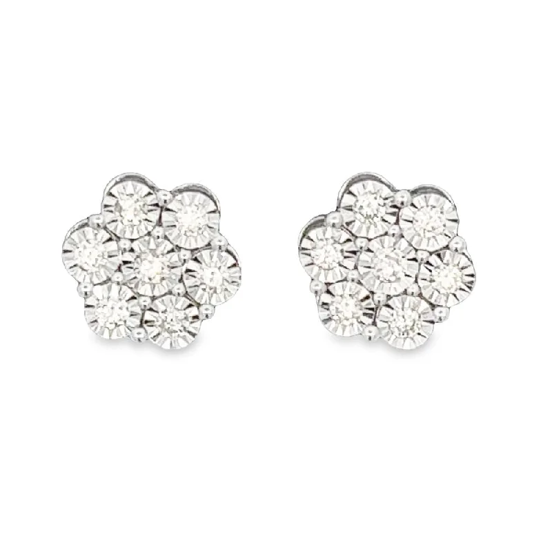 Simple diamond drop earrings for women -Large Cluster Miracle Diamond Earrings .58cttw 10K Gold