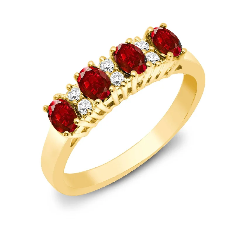 Elegant pearl solitaire engagement rings -9ct Yellow Gold Diamond And Ruby Ring