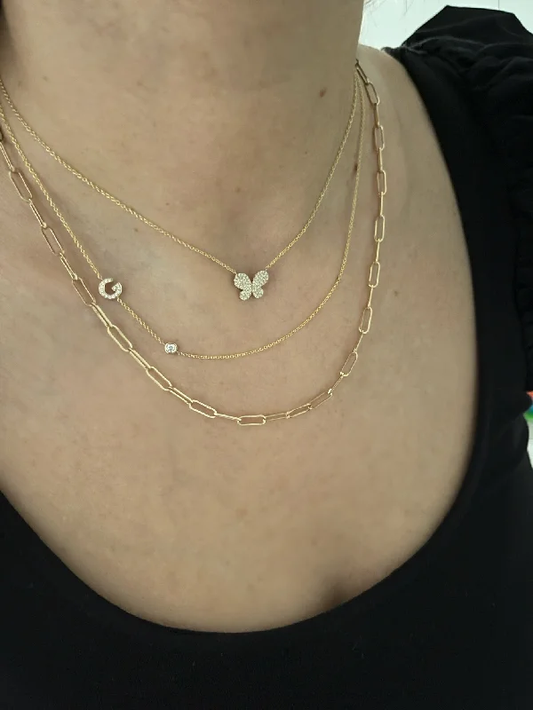 Vintage-inspired necklaces for women -Asymmetrical Diamond Initial+ Necklace