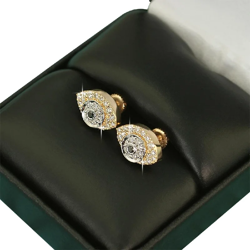 Simple gold drop earrings for women -Eye Diamond Earrings .43cttw 10K Yellow Gold