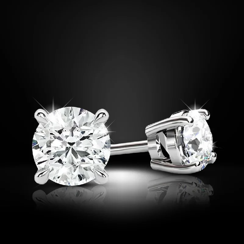 Ladies bold diamond halo engagement rings -2CT Lab Diamond Studs