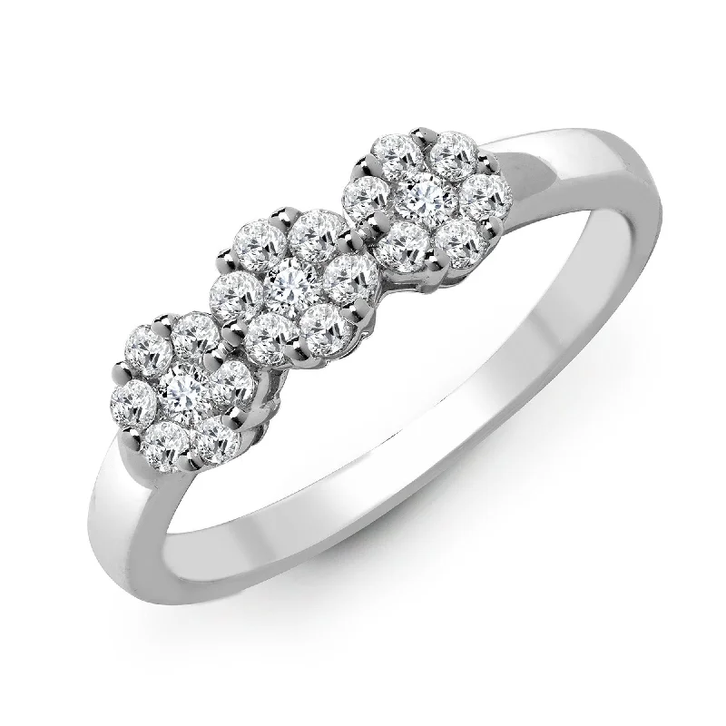 Delicate diamond solitaire engagement rings -18ct White 1.50ct Diamond 3 x 7 Cluster Ring